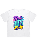Womens Hot 90's Baby Oversized Drop Shoulder And Crop Top Cotton T-Shirt