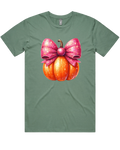 Fall Pumpkin And Bow Short Sleeve Tshirt
