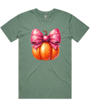 Fall Pumpkin And Bow Short Sleeve Tshirt