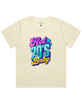 Womens Hot 70's Baby Oversized Drop Shoulder And Crop Top Cotton T-Shirt