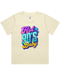 Womens Hot 90's Baby Oversized Drop Shoulder And Crop Top Cotton T-Shirt