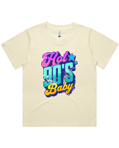 Womens Hot 90's Baby Oversized Drop Shoulder And Crop Top Cotton T-Shirt