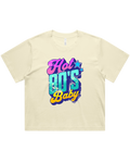 Womens Hot 80's Baby Oversized Drop Shoulder And Crop Top Cotton T-Shirt