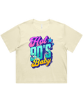 Womens Hot 90's Baby Oversized Drop Shoulder And Crop Top Cotton T-Shirt