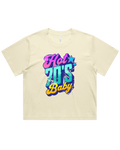 Womens Hot 70's Baby Oversized Drop Shoulder And Crop Top Cotton T-Shirt