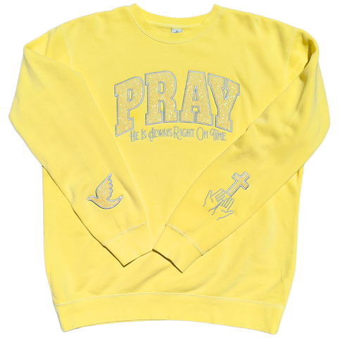 Custom Embroidered Pray Glitter Sweatshirt choose your glitter and stitching color