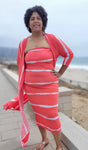 Tie Dye Stripe 2 Piece Cardigan Dress Set