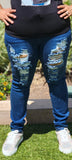 Curvy High Rise Destroyed Skinny Jogger Jeans