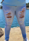 Curvy High Rise Destroyed Skinny Jogger Jeans